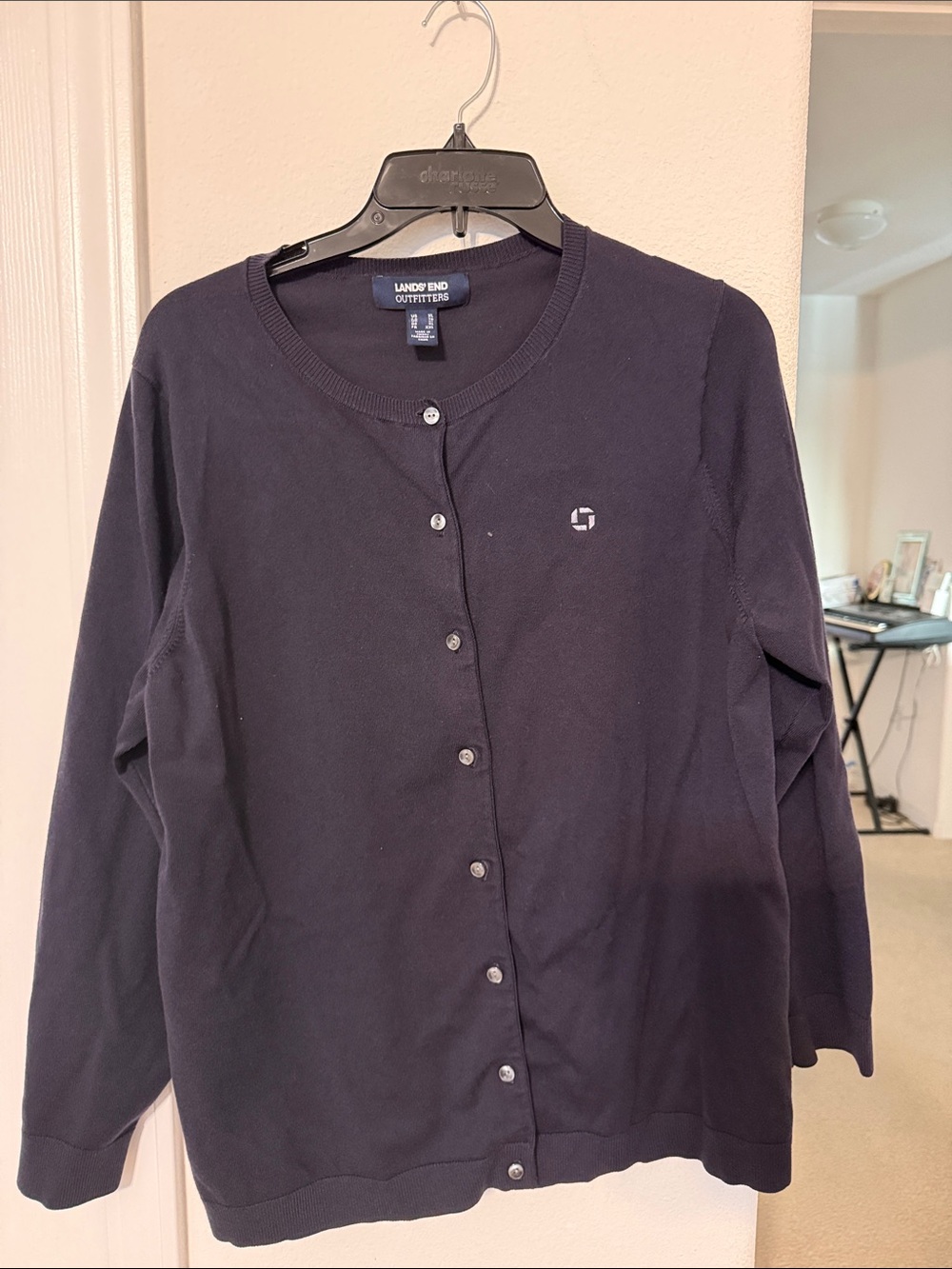 Chase Lands' End Outfitters Black Button Cardigan